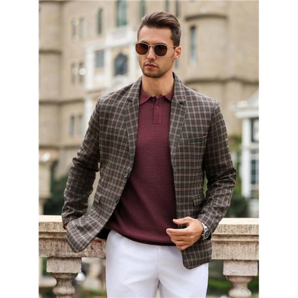 Mens Knit Polo Sweater Long Sleeve Lightweight Collared Pullover Casual - Picture 2 of 4